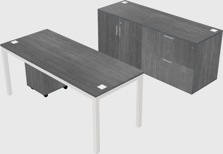 Parallel desk with credenza