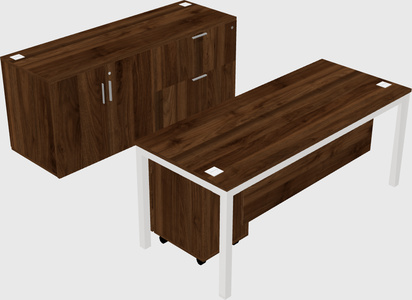 Parallel desk with credenza