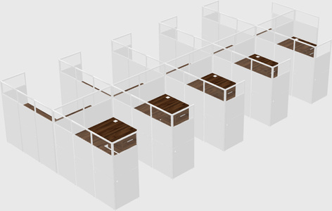Shared l-shaped cubicle