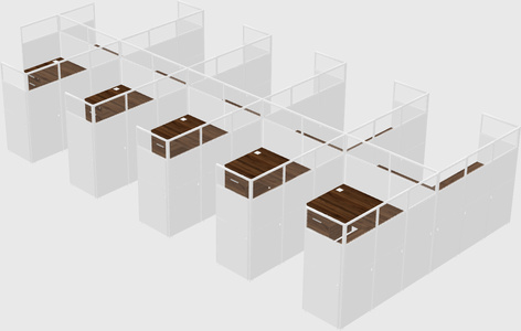 Shared l-shaped cubicle