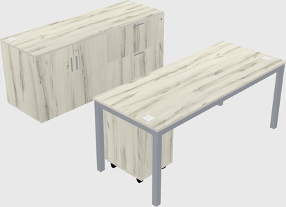 Parallel desk with credenza