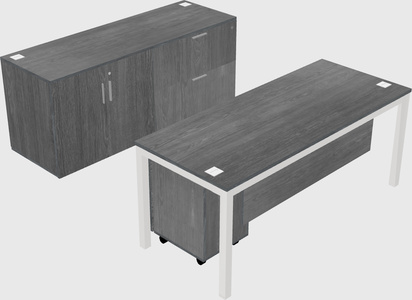 Parallel desk with credenza