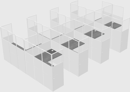 Shared l-shaped cubicle