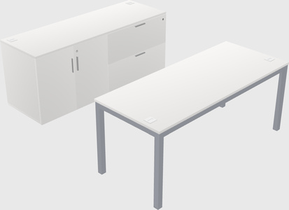 Parallel desk with credenza