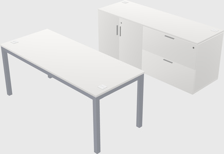 Parallel desk with credenza