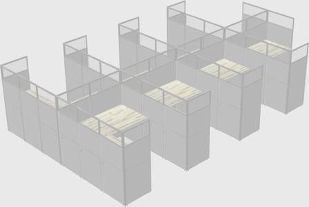 Shared l-shaped cubicle