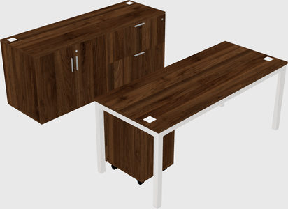 Parallel desk with credenza