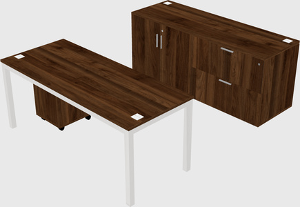 Parallel desk with credenza