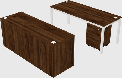 Parallel desk with credenza
