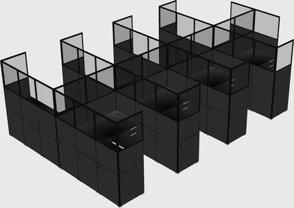 Shared l-shaped cubicle