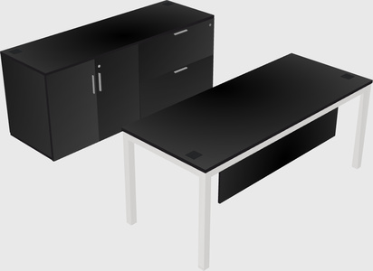 Parallel desk with credenza