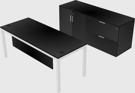 Parallel desk with credenza