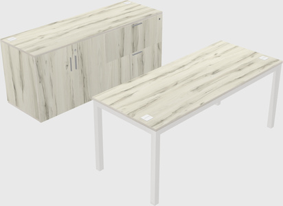 Parallel desk with credenza