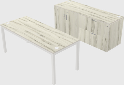 Parallel desk with credenza