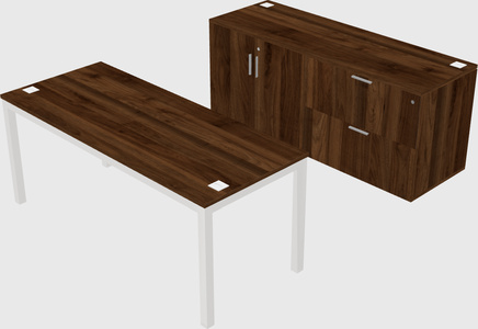 Parallel desk with credenza