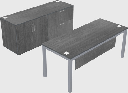Parallel desk with credenza