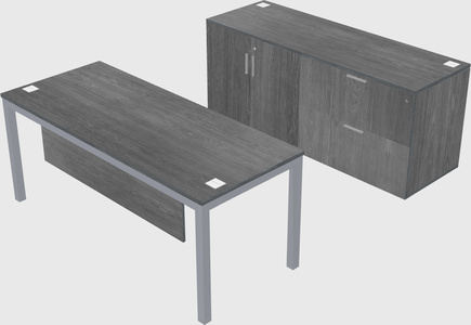 Parallel desk with credenza