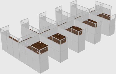 Shared l-shaped cubicle