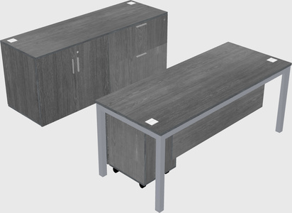 Parallel desk with credenza
