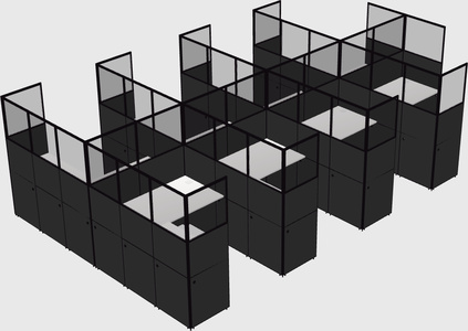 Shared l-shaped cubicle