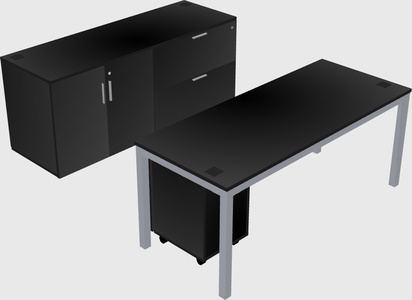 Parallel desk with credenza