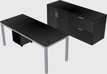 Parallel desk with credenza