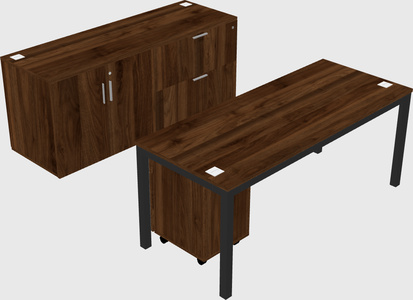 Parallel desk with credenza