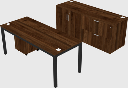 Parallel desk with credenza