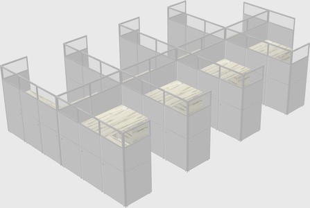 Shared l-shaped cubicle