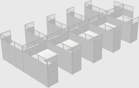 Shared l-shaped cubicle