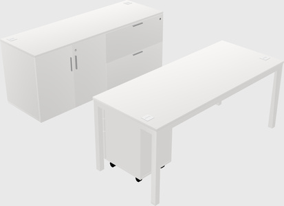 Parallel desk with credenza
