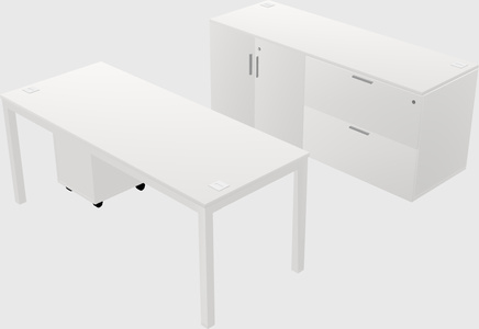 Parallel desk with credenza
