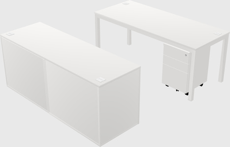 Parallel desk with credenza