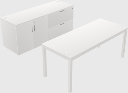 Parallel desk with credenza