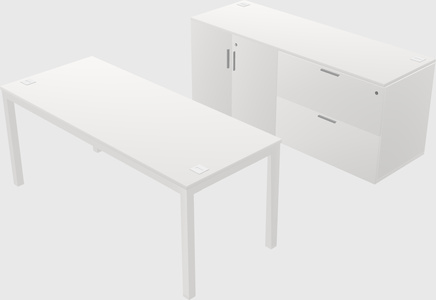 Parallel desk with credenza
