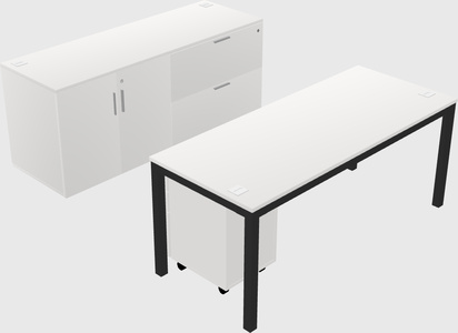 Parallel desk with credenza