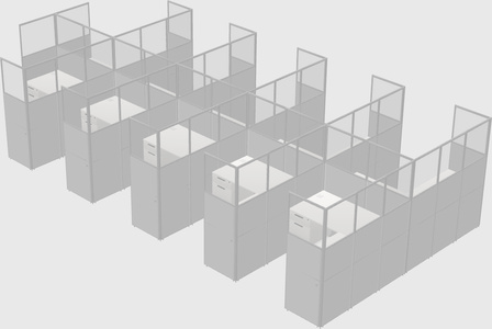 Shared l-shaped cubicle