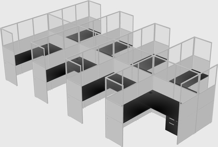 Shared l-shaped cubicle