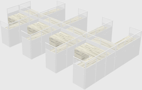 Shared l-shaped cubicle