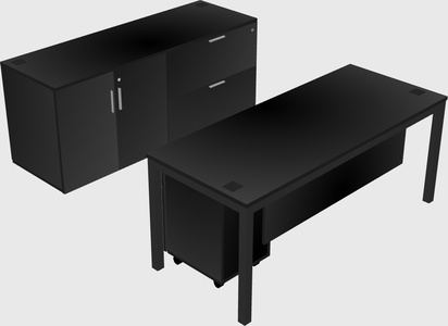 Parallel desk with credenza
