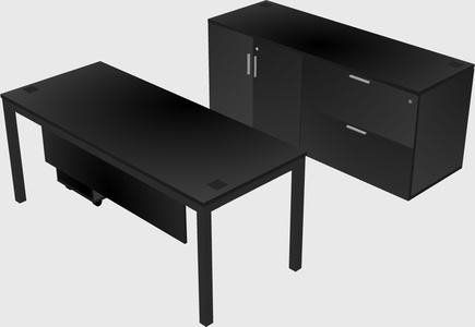 Parallel desk with credenza