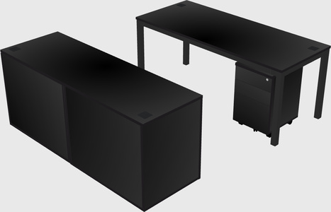Parallel desk with credenza