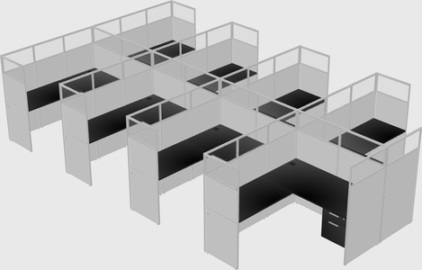 Shared l-shaped cubicle