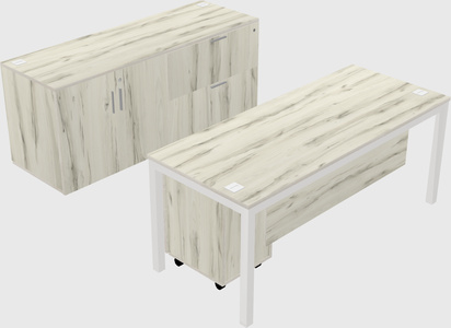 Parallel desk with credenza