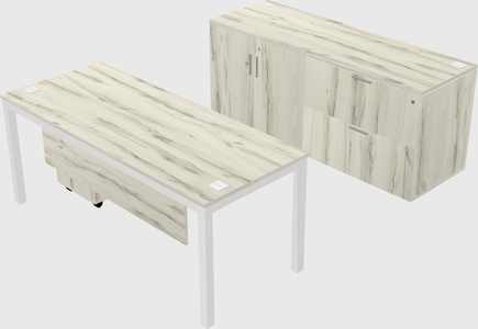 Parallel desk with credenza