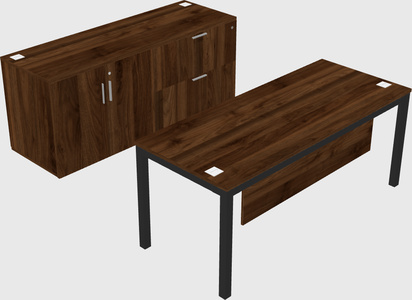 Parallel desk with credenza