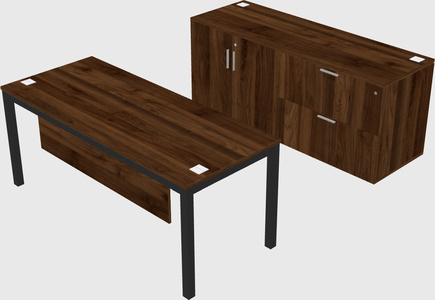 Parallel desk with credenza