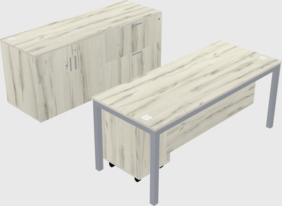 Parallel desk with credenza