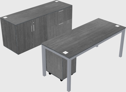 Parallel desk with credenza