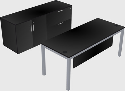Parallel desk with credenza